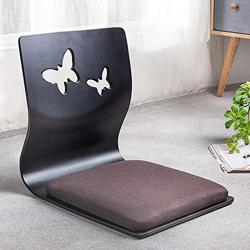 Silla de piso portátil, silla japonesa de suelo, silla de meditación sin piernas Tatami con soporte trasero para lectura de videojuegos J