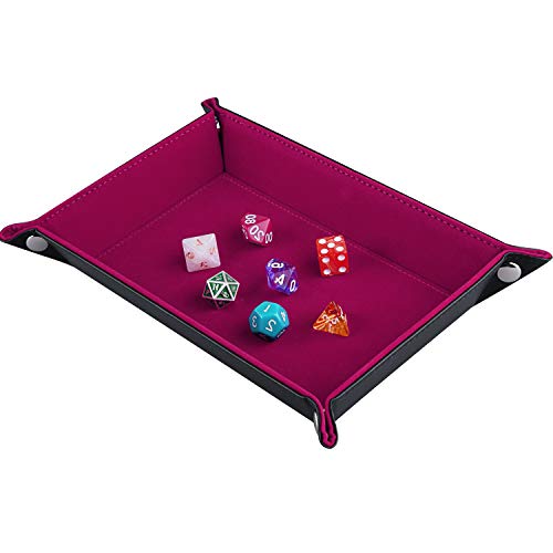 SIQUK Tablero de Dados de Doble Cara, Plegables de Cuero de PU y sostenedor de Dados de Terciopelo Rojo Rosa Oscuro para Mazmorras y Dragones Juego de Dados RPG D & D y Otros Juegos de Mesa SIQUK Tablero de Dados de Doble Cara, Plegables de Cuero de PU y sostenedor de Dados de Terciopelo Rojo Rosa Oscuro para Mazmorras y Dragones Juego de Dados RPG D & D y Otros Juegos de Mesa
