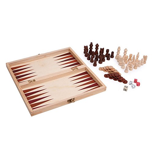 Small Foot Company 3453 - Ajedrez y backgammon 2 en 1 , Modelos/colores Surtidos, 1 Unidad