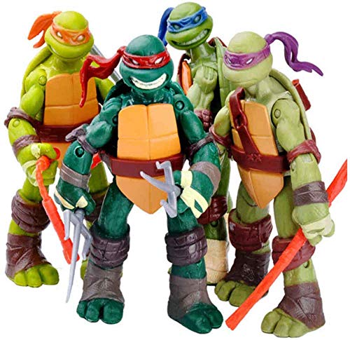 SNFHL Turtles Juego de Muñecas Móviles, Teenage Mutant Ninja Turtles Muñeca Móvil Modelo de Personaje de Anime Juguete Cumpleaños para Niños, 4.8 Pulgadas,4.8inches-Normal