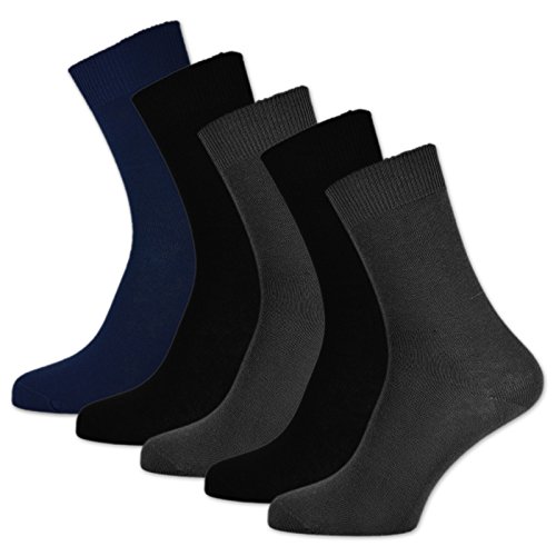 sockenkauf24 10 Pares de calcetines Hombre y Mujer 100% Algodón sin costura y sin presiones molestas Diferentes variedades (39-42, 4 x Gris claro | 2 x Azul marino | 4 x Negro)