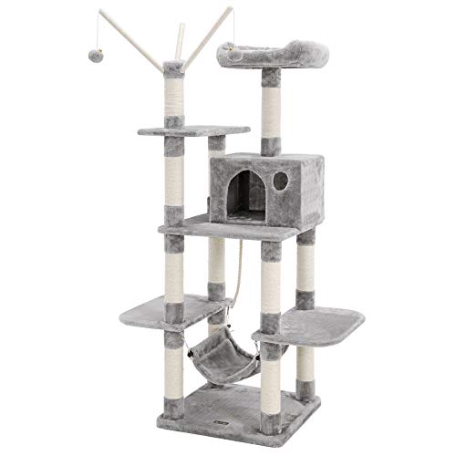 SONGMICS Árbol para Gatos, Rascador de Gatos, Gris Claro PCT86W