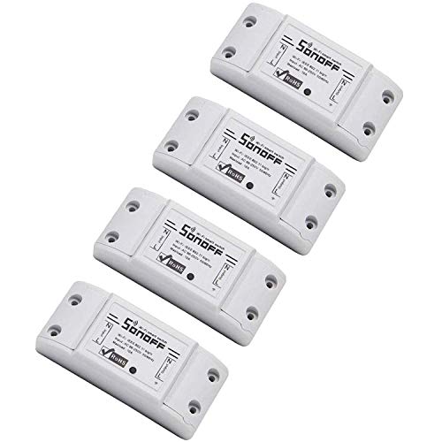 Sonoff Basic R2 - Interruptor Inteligente Universal con Mando a Distancia WiFi y Temporizador para Hacer uno Mismo a través de iOS Android 10 A/2200 W, Blanco… (4 Pack)