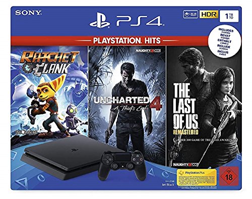 Sony PlayStation 4 1TB + The Last of Us + Uncharted 4 + Ratchet & Clank Negro 1000 GB Wifi - Videoconsolas (PlayStation 4, Negro, 8192 MB, GDDR5, AMD Jaguar, AMD Radeon)