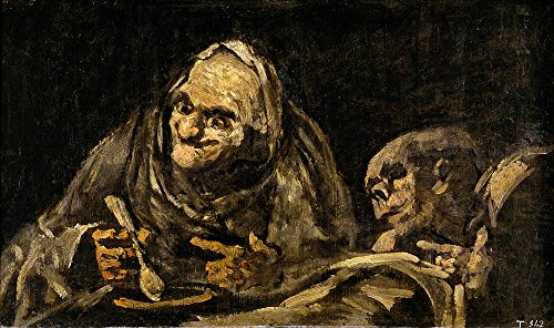 Spiffing Prints Francisco de Goya - Viejos Comiendo Sopa - Small - Archival Matte - Brown Frame