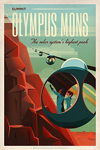 Spiffing Prints SpaceX Mars Tourism Poster for Olympus Mons - Large - Matte Print