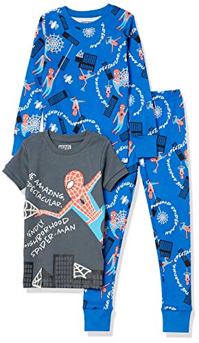 Spotted Zebra Disney Star Wars Snug-Fit Cotton Pajamas Sleepwear Sets, 3-Piece Marvel Spider Man, 9-10 años