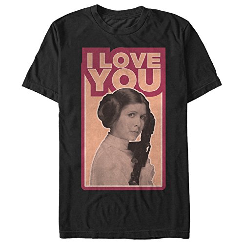 Star Wars - Camiseta para hombre, diseño de la princesa Leia con texto "I Love You" - Negro - X-Large