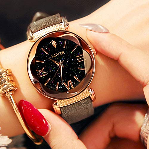 Starry Sky Watch Moda analógica Cuarzo Mujer. Reloj de Pulsera con simulación de Cristal y Diamantes Relojes de Pulsera para niña/Mujer,H Starry Sky Watch Moda analógica Cuarzo Mujer. Reloj de Pulsera con simulación de Cristal y Diamantes Relojes de Pulsera para niña/Mujer,H