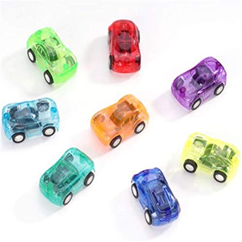stobok 20 unidades Mini tensar Auto juguete transparente Pequeño Vehículos juguete plástico divertido Auto juguete para niños pequeños. (Color aleatorio)