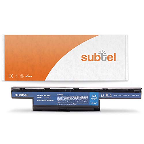subtel® Batería Premium (6600mAh) Compatible con Acer Aspire 5742/5750 / 7560/7741 / 7750 / V3 571 AS10D31 bateria de Repuesto, Pila reemplazo, sustitución