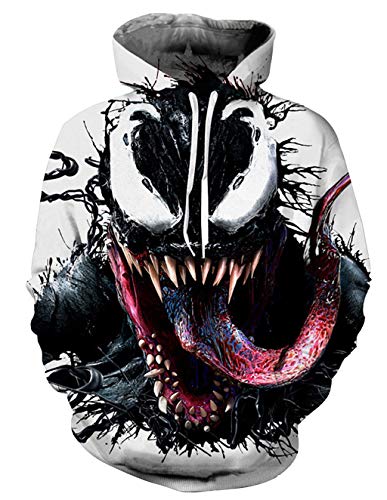 Sudadera Venom Niño Hombres Sudaderas sin Capucha 3D Unisex Impresión de Imitación Sudadera de Manga Larga Suéter Fresco Fans de Juego Streetwear Sudaderas de Moda Camiseta (GK025, M)