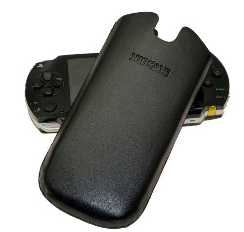 Suncase Funda de Piel Funda - Sony PSP3000/PSP3/Sony Slim & Lite (PSP 2000)/PSP 3004 - Carcasa (compatible con) - negro