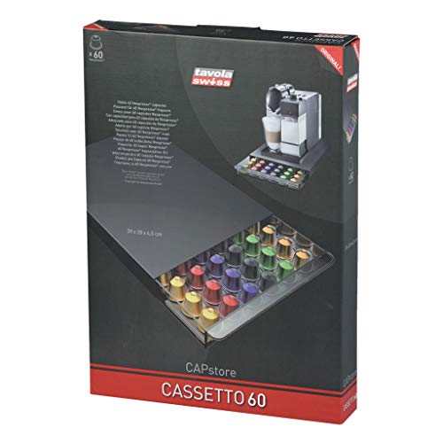 Tavola Cassetto 60 - Dispensador para 60 cápsulas Nespresso, de plástico, 39 x 28 x 4.5 cm