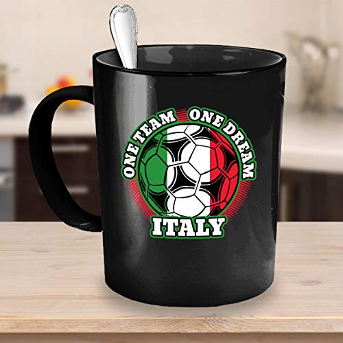 Taza de café de Italia de 11 o 11 oz de cerámica blanca o negra, regalo de fútbol, bandera italiana, idea de regalo de fútbol, regalo para jugador de fútbol