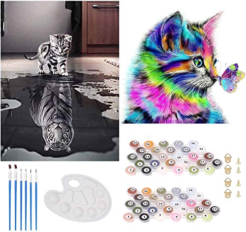 Tenwind 2 Piezas Gato Pintar por Numeros para Adultos,DIY Pintura por números con Pinceles y Pinturas Kit para cepillos Decoraciones para el Hogar 16 * 20 Pulgadas-Sin Marco Tenwind 2 Piezas Gato Pintar por Numeros para Adultos,DIY Pintura por números con Pinceles y Pinturas Kit para cepillos Decoraciones para el Hogar 16 * 20 Pulgadas-Sin Marco