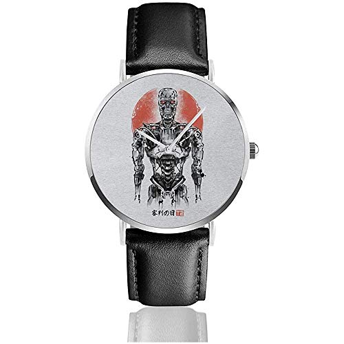 Terminator The Machine Watches Reloj de Cuero de Cuarzo con Correa de Cuero Negra para Regalo de colección