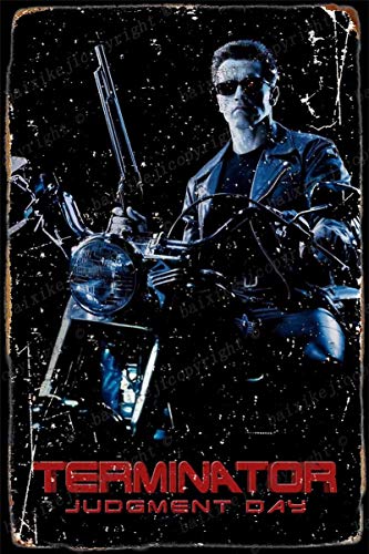 The Terminator 2 Judgment Day illutration Letrero de chapa vintage, pintura de hierro, letrero de metal retro, placa, arte, decoración de pared, 8 × 12 pulgadas
