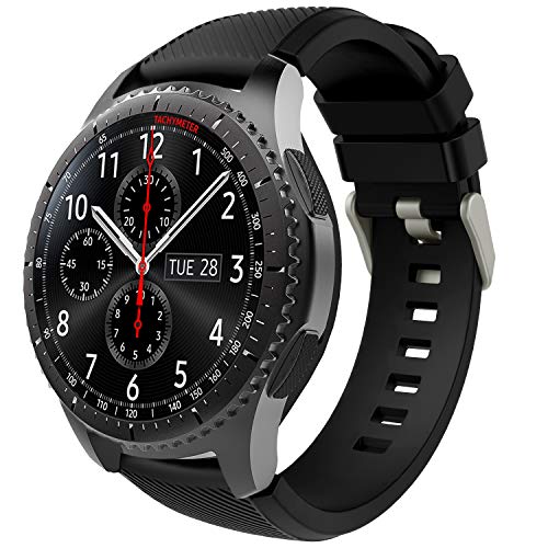 TiMOVO Pulsera para Samsung Gear S3 Frontier/Galaxy Watch 46mm, Pulsera de Silicona, Correa de Reloj Deportivo, Banda de Reloj de Silicona - Negro