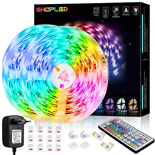 Tira LED 12M, SHOPLED RGB SMD 5050 Luces LED Kit de Cambio de Color con Control Remoto de 24 Teclas y Fuente de Alimentación, para Dormitorio, Cocina, TV, Fiesta, Decorativas Habitacion Tira LED 12M, SHOPLED RGB SMD 5050 Luces LED Kit de Cambio de Color con Control Remoto de 24 Teclas y Fuente de Alimentación, para Dormitorio, Cocina, TV, Fiesta, Decorativas Habitacion