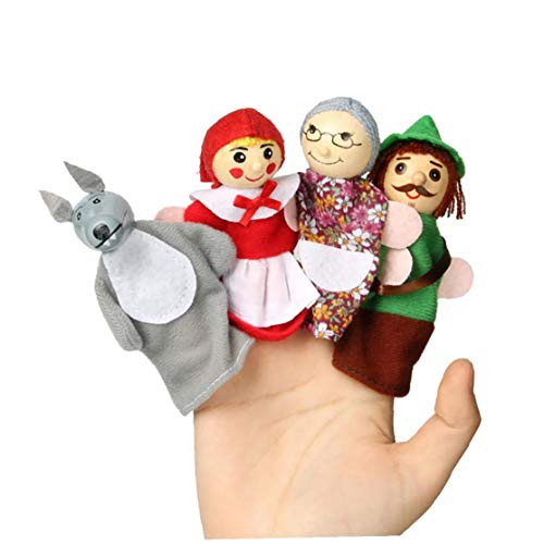 tJexePYK 4pcs Dedo marioneta de Mano de Marionetas de Caperucita Historia Dedo del Juguete de los apoyos educativos Juguetes para los niños de los niños Tiempo de la Historia