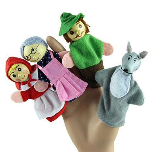 Tongshi Juguete de la marioneta del Dedo Nuevo 4PCS / Set Caperucita Roja de Animales de Navidad Juguetes educativos Cuentacuentos Doll
