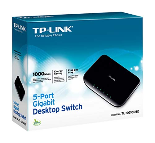 TP-LINK TL-SG1005D switch - Switch de red (No administrado, Gigabit Ethernet (10/100/1000), IEEE 802.3, IEEE 802.3ab, IEEE 802.3u, IEEE 802.3x, 10/100/1000 Mbit/s, 16 Gbit/s, 1 Gbit/s)