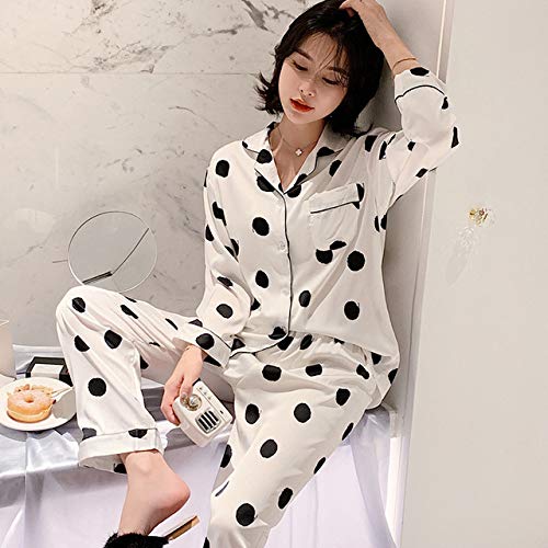 Traje de Pijama Femenino de Primavera y otoño de Manga Larga de Seda de Hielo sección Delgada de Dos Piezas de ingresos por Servicio a Domicilio Femenino Traje de Pijama Femenino de Primavera y otoño de Manga Larga de Seda de Hielo sección Delgada de Dos Piezas de ingresos por Servicio a Domicilio Femenino