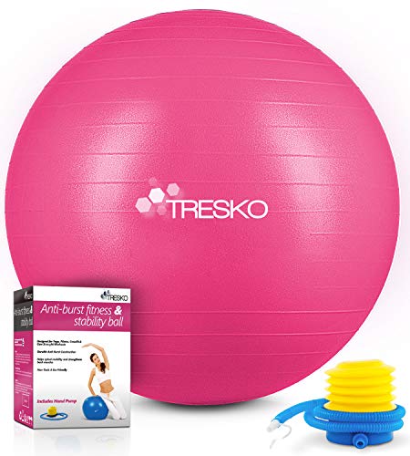 TRESKO® Pelota de Gimnasia Anti-Reventones | Bola de Yoga Pilates y Ejercicio | Balón para Sentarse | Balon de Ejercicio para Fitness | 300 kg | con Bomba de Aire | Rosa | 55cm TRESKO® Pelota de Gimnasia Anti-Reventones | Bola de Yoga Pilates y Ejercicio | Balón para Sentarse | Balon de Ejercicio para Fitness | 300 kg | con Bomba de Aire | Rosa | 55cm
