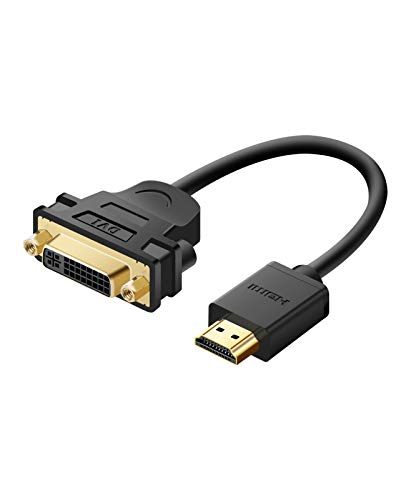 UGREEN Adaptador HDMI a DVI, 1080P Bi-Directional DVI-I 24 + 5 Hembra a HDMI Macho Adapter Convertidor Compatible con HDTV, Mac Mini, Reproductor de BLU-Ray, PS4, Xbox, Monitor, Chapado en Oro
