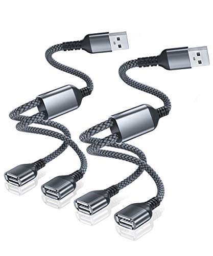 USB Splitter Y Cable 1M (2 Pack), USB A 1 Macho a 2 Dual Hembra Extensión Cable Convertidor,Doble Puerto USB Extender Hub Cargador de Datos Adaptador Dividido Energía para Mac,Coche,Xbox One,PS4,PS5