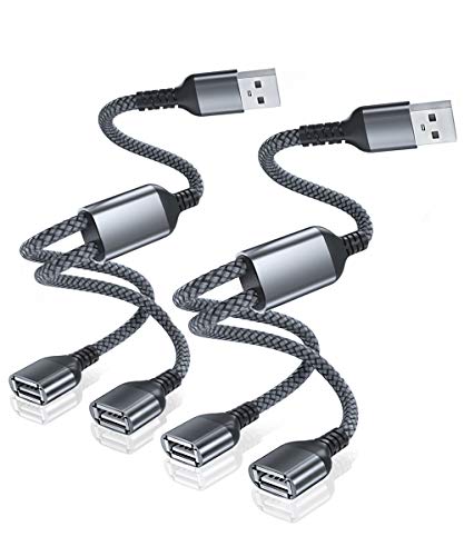 USB Splitter Y Cable 1M (2 Pack), USB A 1 Macho a 2 Dual Hembra Extensión Cable Convertidor,Doble Puerto USB Extender Hub Cargador de Datos Adaptador Dividido Energía para Mac,Coche,Xbox One,PS4,PS5 USB Splitter Y Cable 1M (2 Pack), USB A 1 Macho a 2 Dual Hembra Extensión Cable Convertidor,Doble Puerto USB Extender Hub Cargador de Datos Adaptador Dividido Energía para Mac,Coche,Xbox One,PS4,PS5