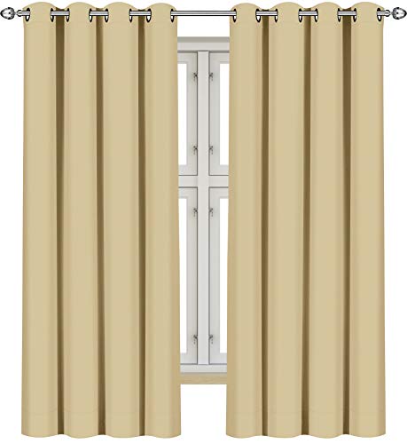 Utopia Bedding Cortinas Opacas para oscurecer Habitaciones – Juego de 2 Paneles – 8 Ojales por Panel – 2 alzapaños incluidos, Beige, 140 x 175 cm Utopia Bedding Cortinas Opacas para oscurecer Habitaciones – Juego de 2 Paneles – 8 Ojales por Panel – 2 alzapaños incluidos, Beige, 140 x 175 cm