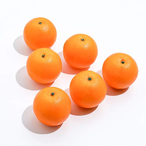 Veryhome 6 Piezas de Frutas Artificiales Naranjas de plástico para casa, Cocina, decoración de Fiestas, Festivales, exhibición Realista, Naranja, 6 Unidades