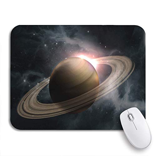 VICAFUCI Alfombrilla de rató Gaming,Anillos de Colores Saturno Planeta Sistema Solar Estrellas en 3D,Ordenador tamaño (24 cm x 20 cm) Mouse Pad,Base de Goma Antideslizante,Impermeable