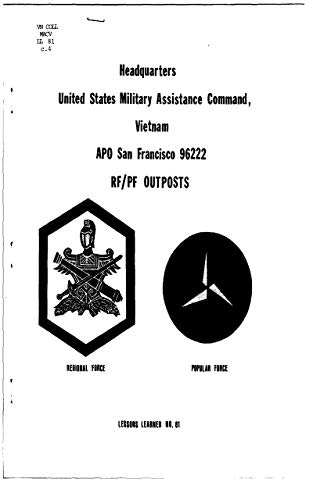 Vietnam Lessons Learned No. 81: RF/PF Outposts, 9 July 1970 (English Edition)