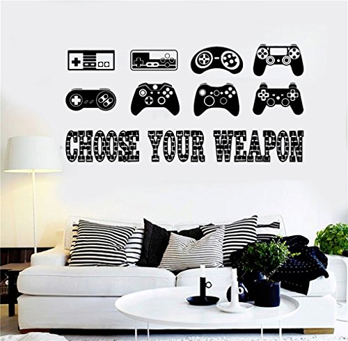 Vinilo Wall Sticker Cita Decoración del hogar Elegir su arma Gaming Joy Videojuego para sala de juegos