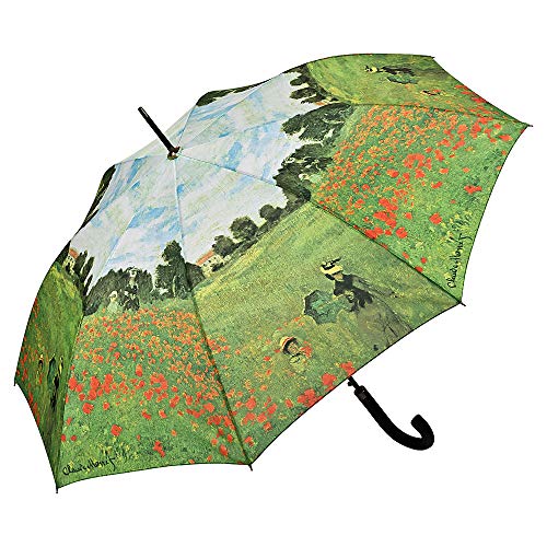 VON LILIENFELD Paraguas de Iluvia Largo Clásico Automático Grande Estable Arte Floral Claude Monet: Campo de Amapola