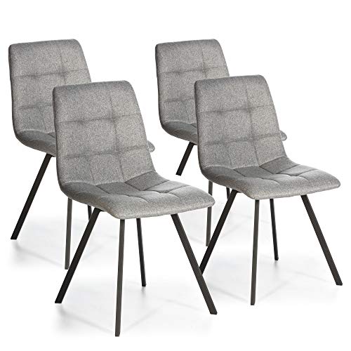 VS Venta-stock Set de 4 sillas Comedor Mila tapizadas Gris Claro, certificada por la SGS, 58 cm (Ancho) x 45 cm (Profundo) x 90 cm (Alto)