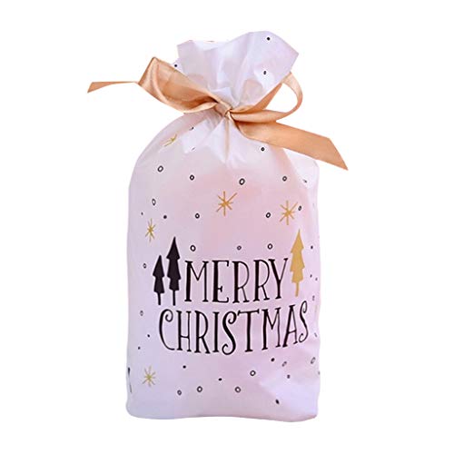 WARMWORD Bolsa de Caramelo de la Navidad/Bolsa de Regalo de Pantalones de Santa para Chocolates, Dulces y Otros Pequeños Regalos, Diseño de Papá Noel, Oro Blanco - 50 Piezas