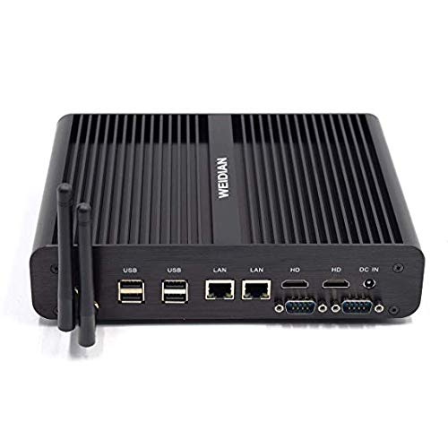 WEIDIAN Fanless Industrial Mini PC Win10 Core i7 5500U 2 Gigabit Lans 4 * USB 2.0 4 * USB 3.0 Micro Computadora WiFi 2 * HDMI 1 * SDcard (8G Ram + 256G SSD)
