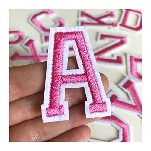 WEIYUE 1 parche de letras rosas del alfabeto bordado para planchar y letras (color: O)