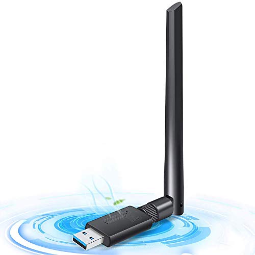 WiFi Adaptador AC 1200Mbps Antena WiFi Doble Banda 5GHz/867Mbps 2.4GHz/300Mbps Receptor Inalámbrico USB para PC/Laptop/Desktop Soporte Window XP/Vista/7/8/10 MAX OS