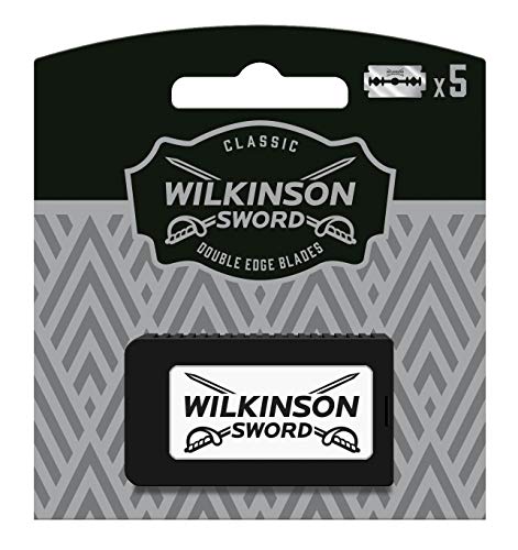 Wilkinson Sword Classic PREMIUM - Recambios de 5 Hojas de Cuchillas de Afeitar para Hombres, Afeitado Clásico Masculino, Doble Filo