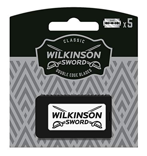 Wilkinson Sword Classic PREMIUM - Recambios de 5 Hojas de Cuchillas de Afeitar para Hombres, Afeitado Clásico Masculino, Doble Filo Wilkinson Sword Classic PREMIUM - Recambios de 5 Hojas de Cuchillas de Afeitar para Hombres, Afeitado Clásico Masculino, Doble Filo