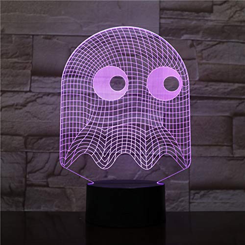 WoloShop Lampara LED Pac-Man Fantasma Cambia Color USB Luz Nocturna