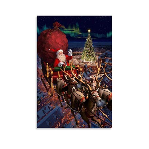 xiaoxiami Polar Express - Póster decorativo de trineo de Papá Noel (30 x 45 cm)