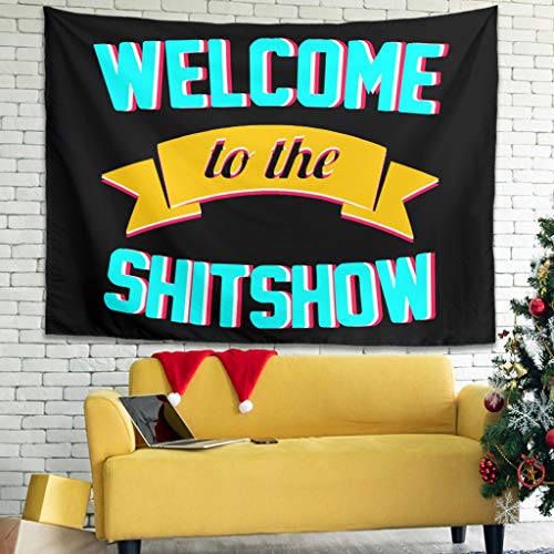 XJJ88 Welcome to The Shitshow - Manta de pared para fiesta de sarcasmo (149 x 129 cm), color blanco
