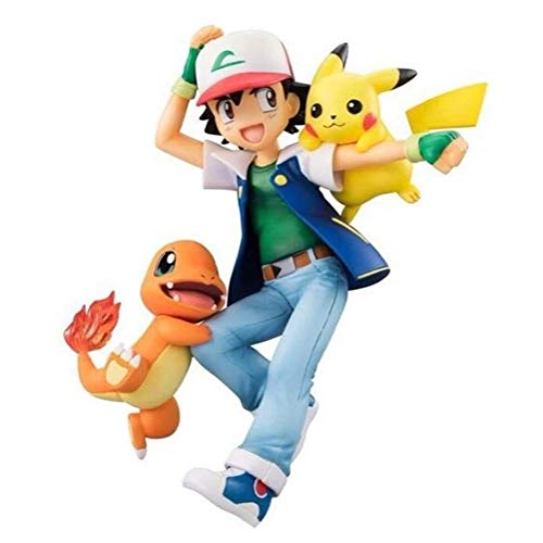 YIGEYI Pokémon: Ash Ketchum con Pikachu y Charmander Figura de acción del Animado 5,9 Pulgadas de PVC Figuras de colección Modelo de Caracteres Estatua Juguetes
