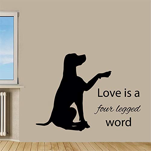 yiyiyaya El Amor es una Palabra de Cuatro Patas Pared Etiqueta de Vinilo Labrador Mascota Perro Arte de la decoración del hogar Tatuajes de Pared Cotizaciones Blanco 78x59 cm